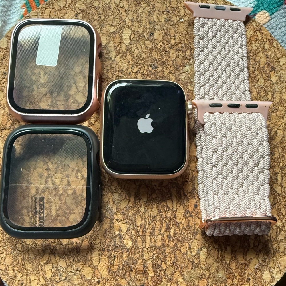 Black and Pink Apple Smartwatch with Sleek Design